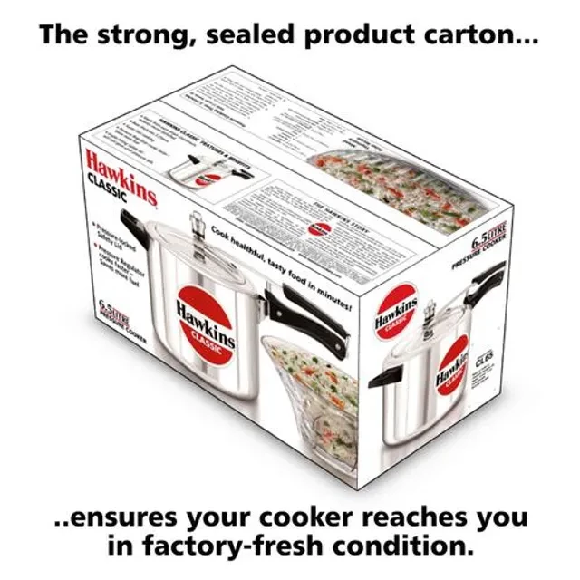 Hawkins Classic Aluminium Inner Lid Pressure Cooker - With Handle, Silver, CL65, 6.5 l-5.webp